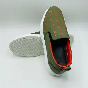 MCM: Moss Green Orange Logo Leather Slip On Sneaker MEX9AMM61G8 $_57.JPG?set_id=8800005007 main image 4